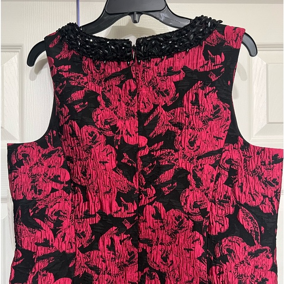 NWT TERI JON FUSCIA PINK/BLACK JACQUARD SHIFT COCKTAIL DRESS SIZE 14 - Picture 7 of 13